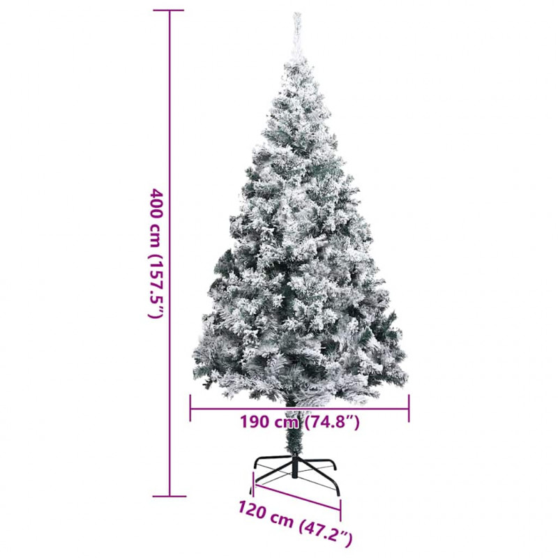 Sztuczna choinka z oświetleniem z podstawą Zielony 400 cm PVC