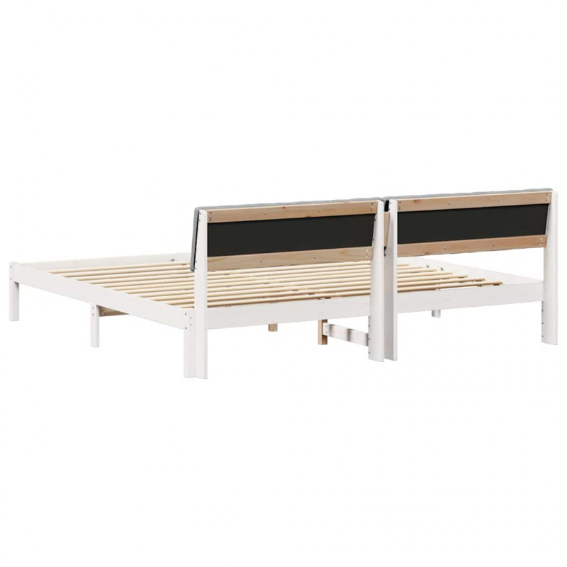 Rama łóżka Biały i jasnoszary 200 x 200 cm Lite drewno sosnowe