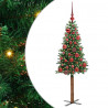 Szczupła Choinka Zielony 150 cm PVC i lite drewno sosnowe
