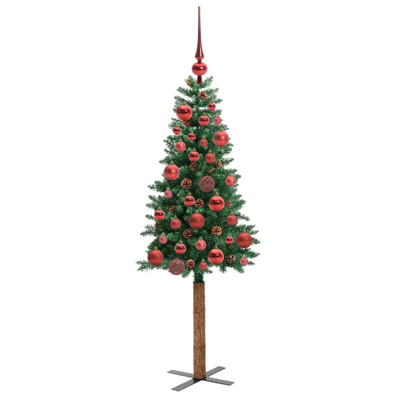 Szczupła Choinka Zielony 150 cm PVC i lite drewno sosnowe