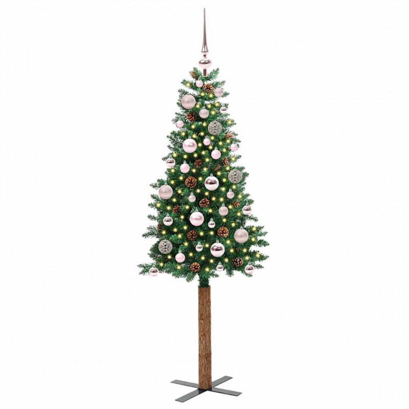 Szczupła Choinka Zielony 150 cm PVC i lite drewno sosnowe