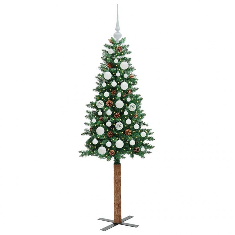 Szczupła Choinka Zielony 150 cm PVC i lite drewno sosnowe