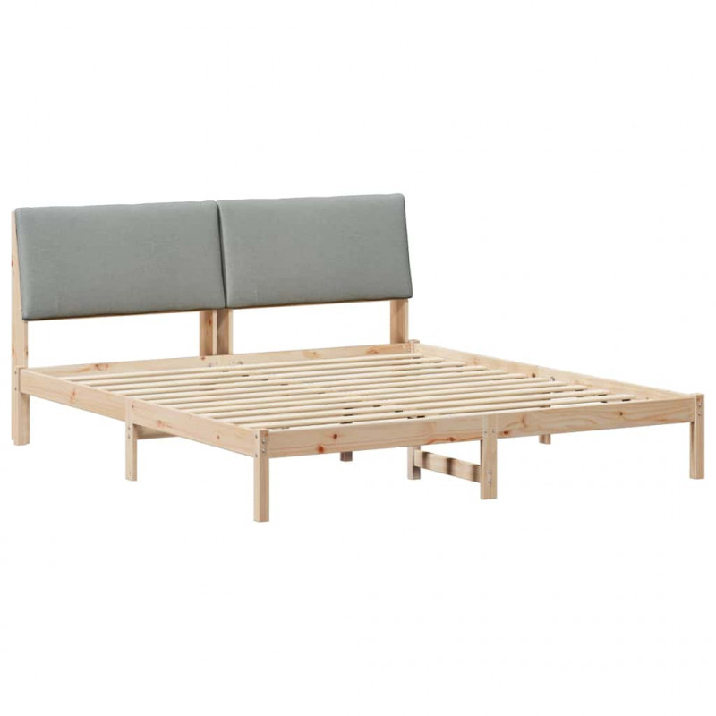 Rama łóżka Z zagłówkiem Brązowy i jasnoszary 200 x 200 cm
