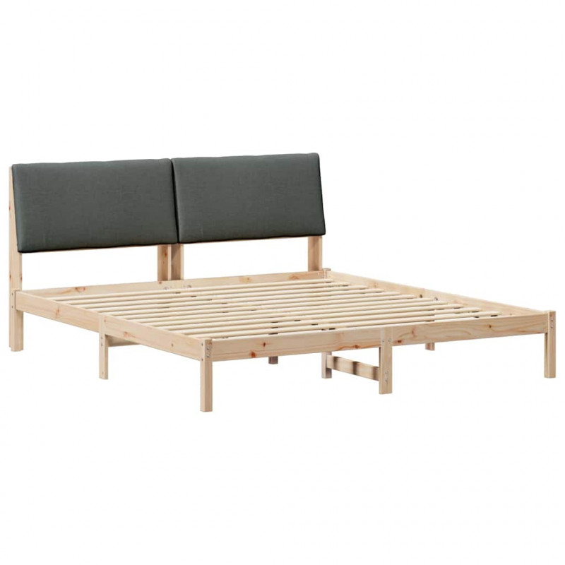 Rama łóżka Z zagłówkiem brązowy i ciemnoszary 200 x 200 cm