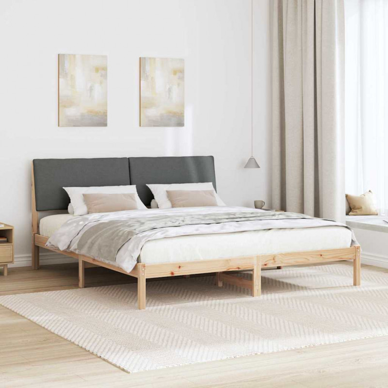 Rama łóżka Z zagłówkiem brązowy i ciemnoszary 200 x 200 cm