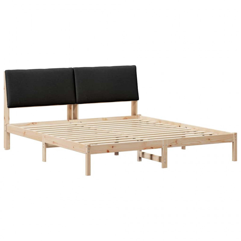 Rama łóżka brązowo-czarny 200 x 200 cm Lite drewno sosnowe