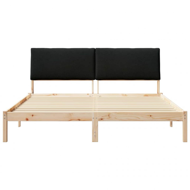 Rama łóżka brązowo-czarny 200 x 200 cm Lite drewno sosnowe