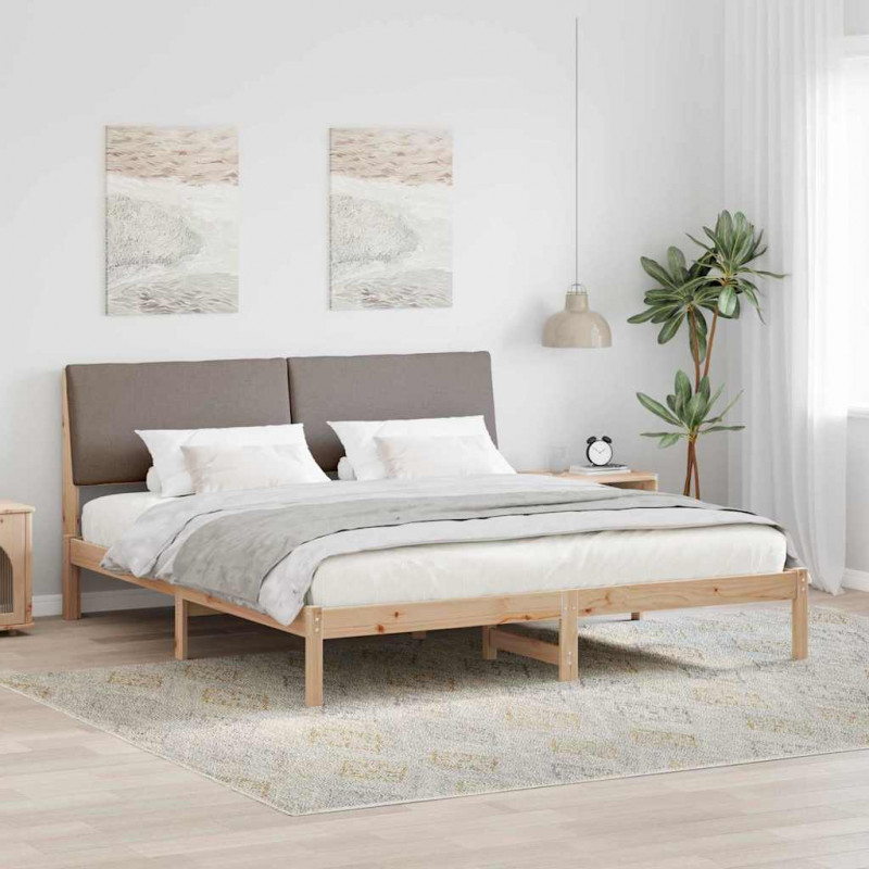 Rama łóżka Brązowy i taupe 200 x 200 cm Lite drewno sosnowe