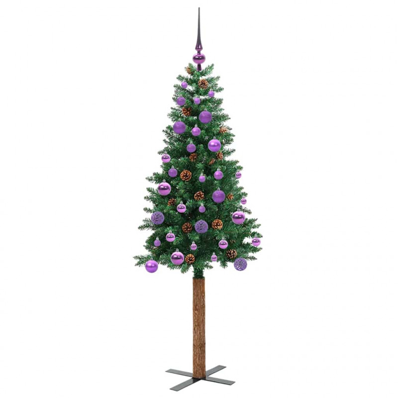 Szczupła Choinka Zielony 150 cm PVC i lite drewno sosnowe