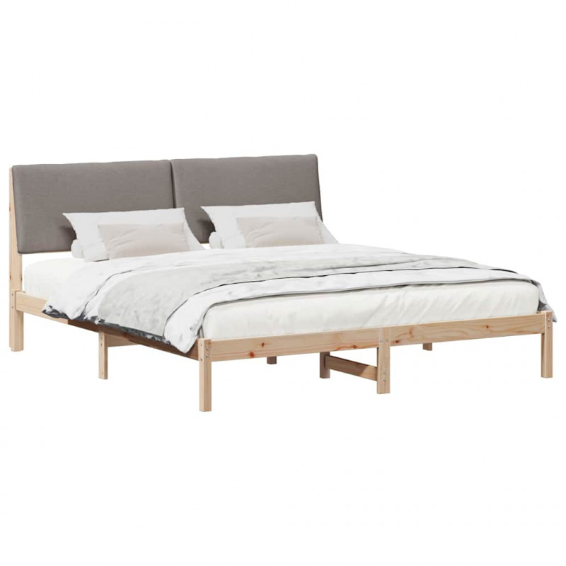 Rama łóżka Brązowy i taupe 200 x 200 cm Lite drewno sosnowe