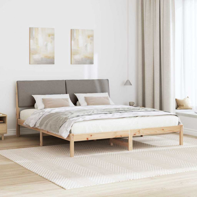 Rama łóżka Brązowy i taupe 200 x 200 cm Lite drewno sosnowe