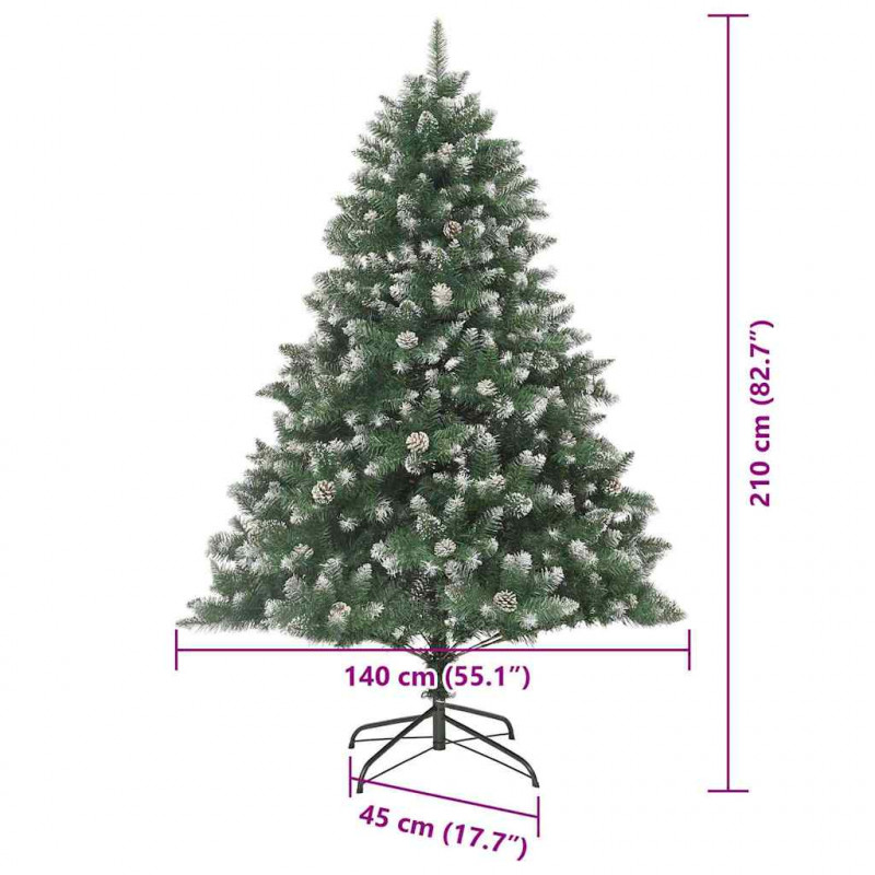 Sztuczna choinka z podstawą Zielony 210 cm PVC, plastik i stal
