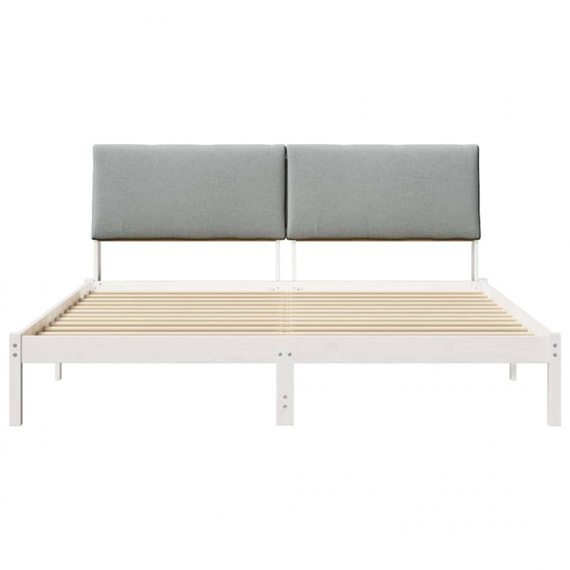 Rama łóżka Biały i jasnoszary 200 x 200 cm Lite drewno sosnowe