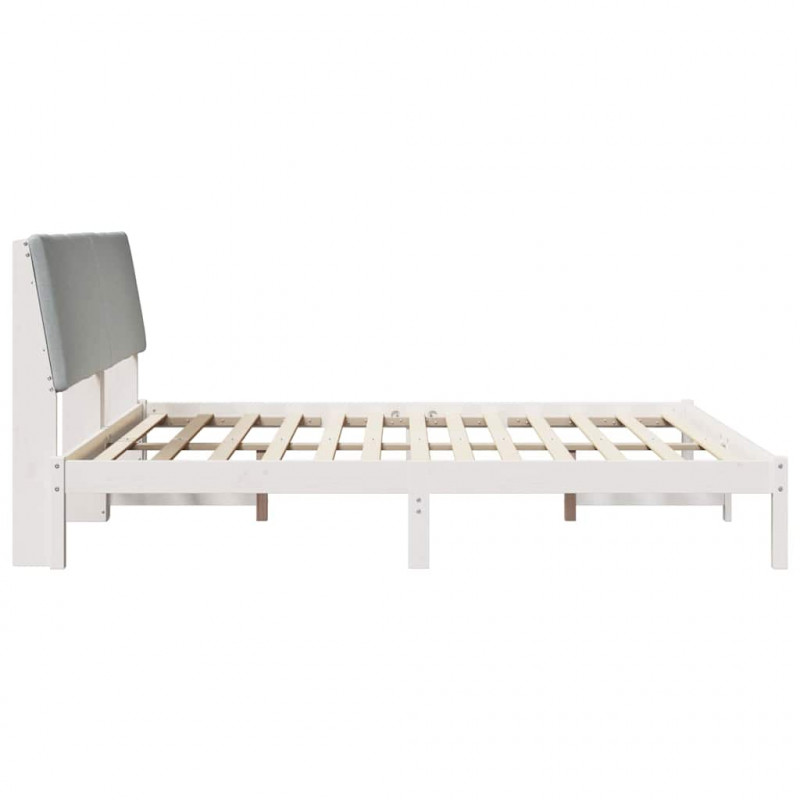 Rama łóżka Biały i jasnoszary 200 x 200 cm Lite drewno sosnowe