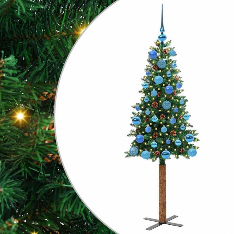 Szczupła Choinka Zielony 150 cm PVC i lite drewno sosnowe