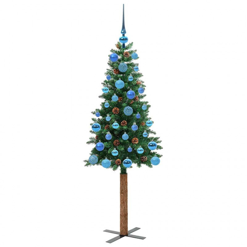 Szczupła Choinka Zielony 150 cm PVC i lite drewno sosnowe