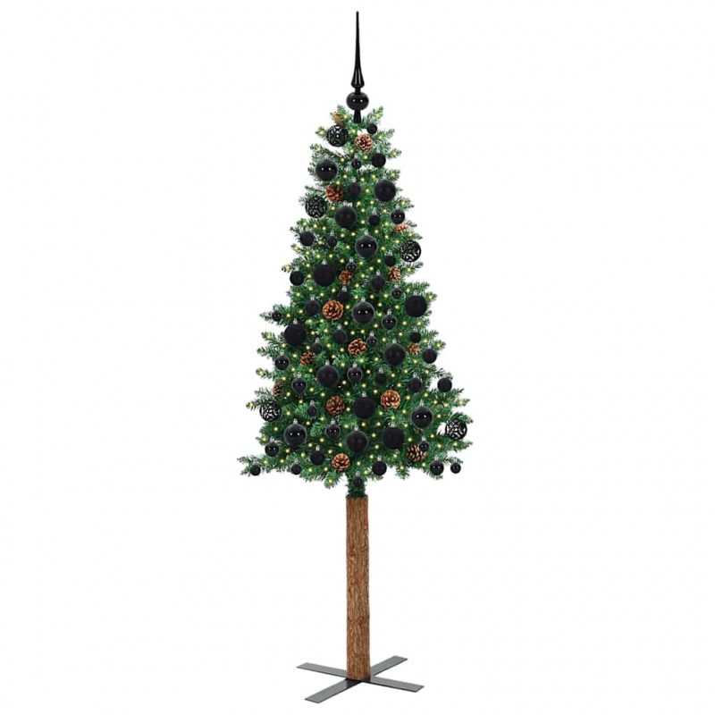 Szczupła Choinka Zielony 180 cm PVC i lite drewno sosnowe