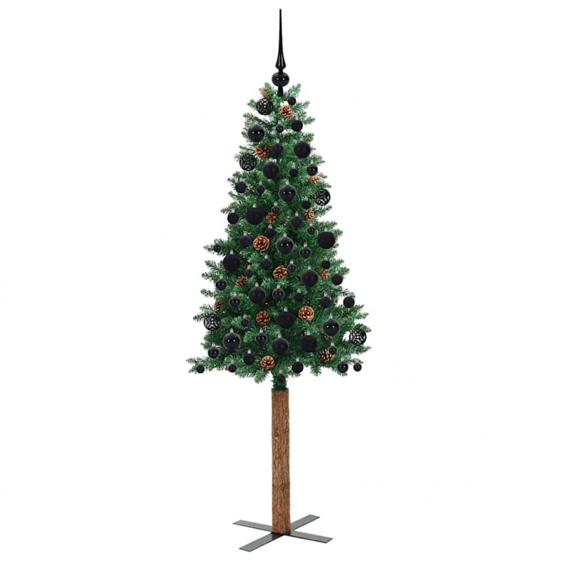 Szczupła Choinka Zielony 180 cm PVC i lite drewno sosnowe