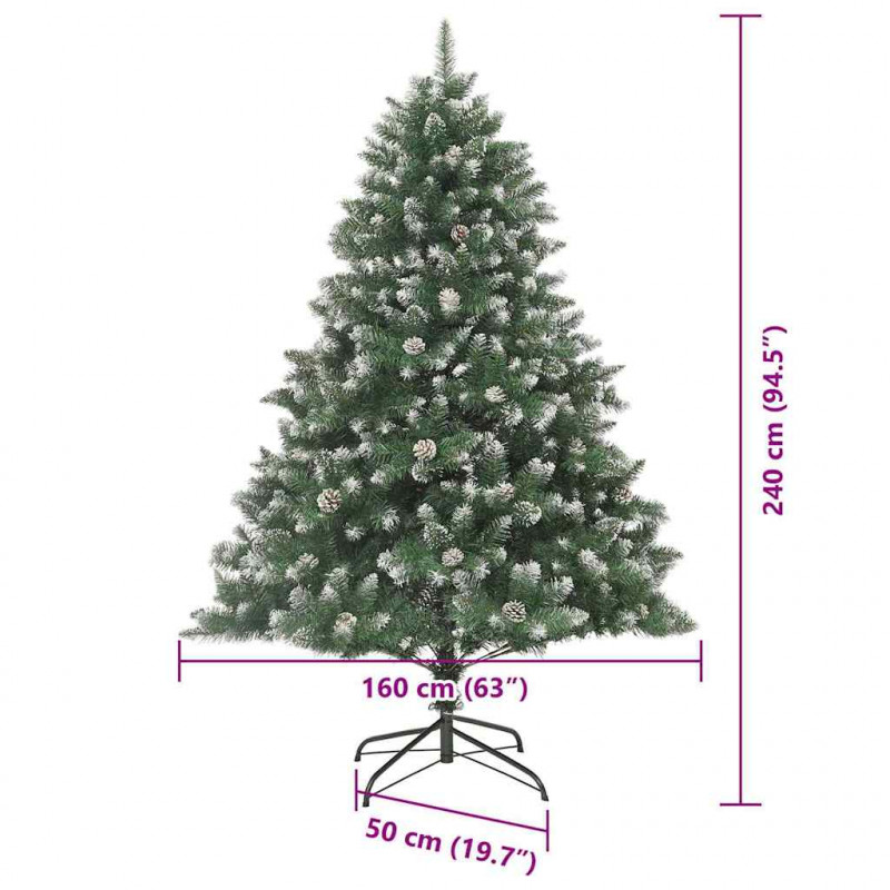 Sztuczna choinka z podstawą Zielony 240 cm PVC, plastik i stal