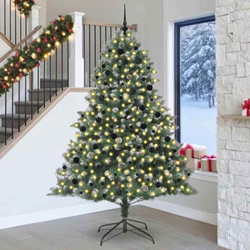 Sztuczna choinka z podstawą Zielony 240 cm PVC, plastik i stal