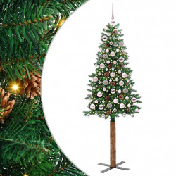 Szczupła Choinka Zielony 180 cm PVC i lite drewno sosnowe