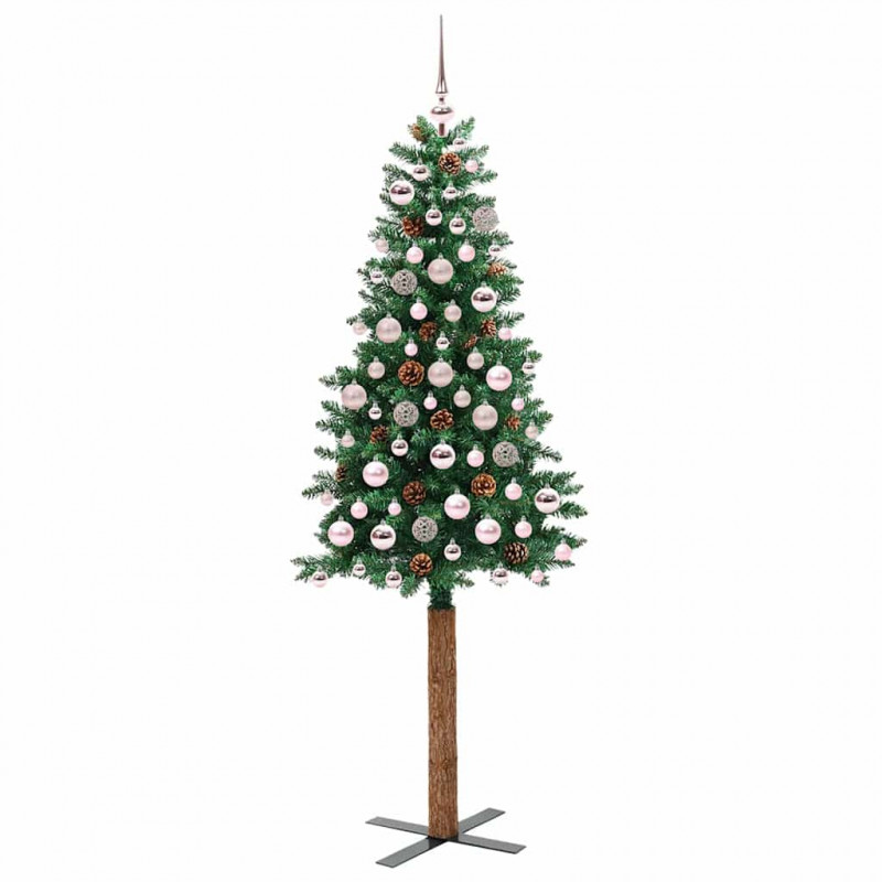 Szczupła Choinka Zielony 180 cm PVC i lite drewno sosnowe