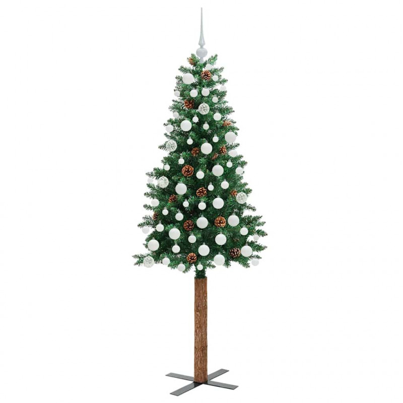 Szczupła Choinka Zielony 180 cm PVC i lite drewno sosnowe
