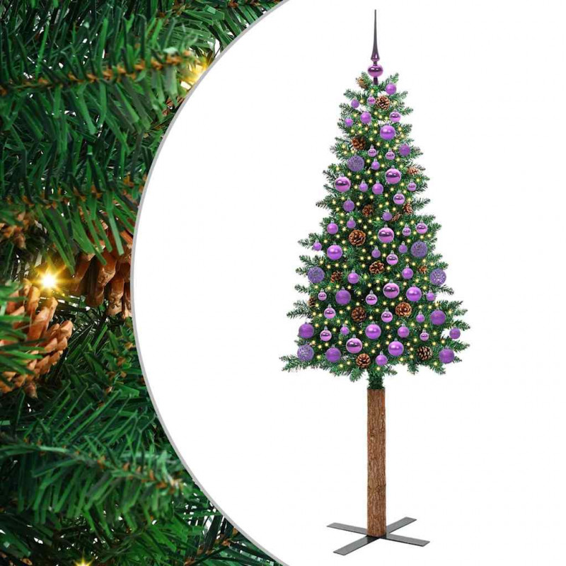 Szczupła Choinka Zielony 180 cm PVC i lite drewno sosnowe