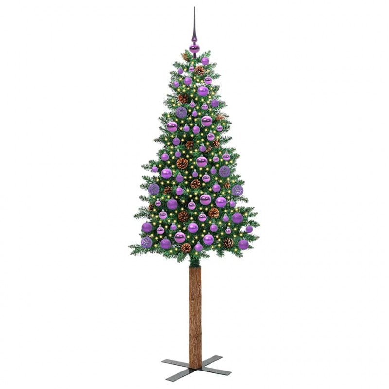 Szczupła Choinka Zielony 180 cm PVC i lite drewno sosnowe