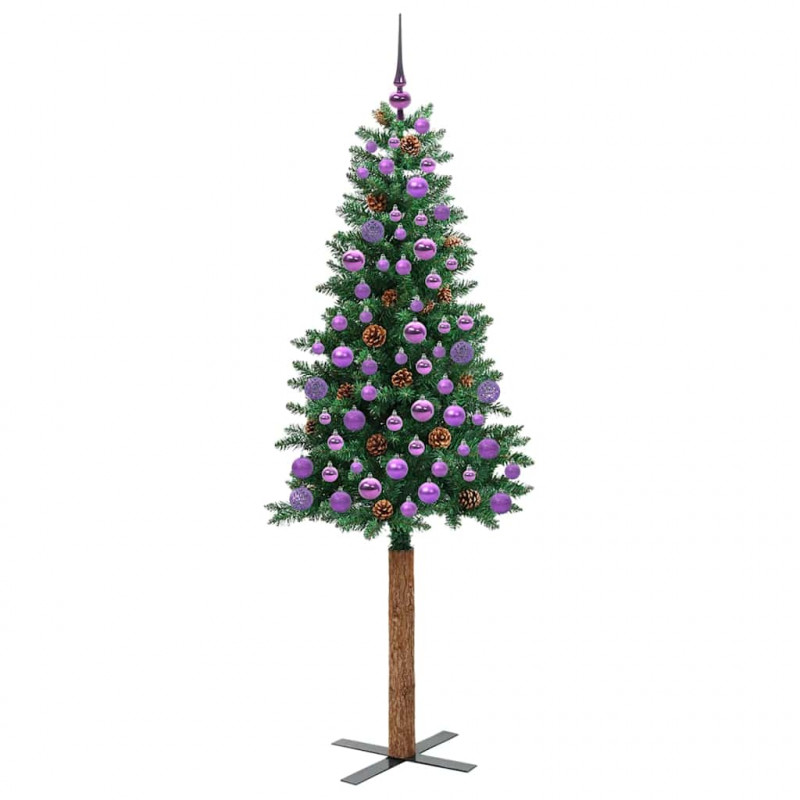 Szczupła Choinka Zielony 180 cm PVC i lite drewno sosnowe