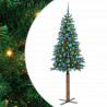 Szczupła Choinka Zielony 180 cm PVC i lite drewno sosnowe