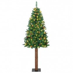 Szczupła Choinka Zielony 210 cm PVC i lite drewno sosnowe