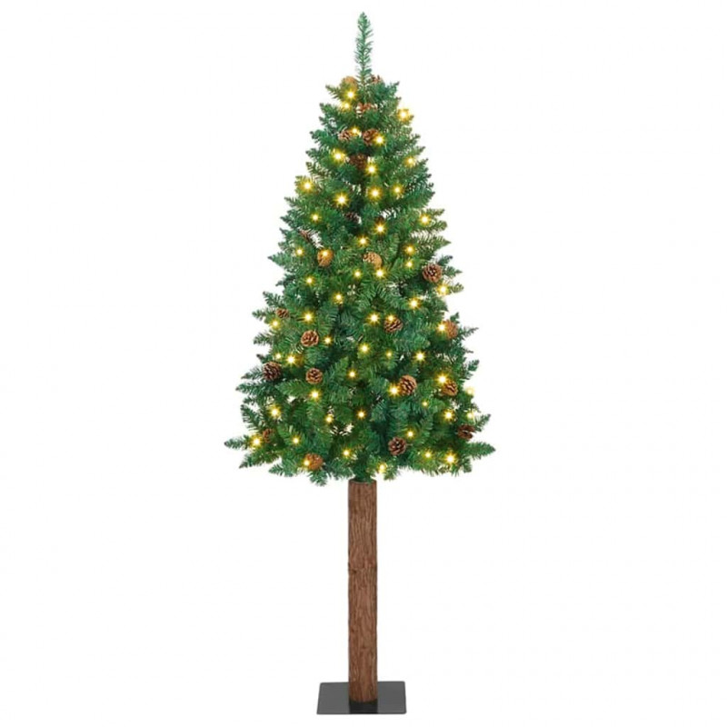 Szczupła Choinka Zielony 210 cm PVC i lite drewno sosnowe