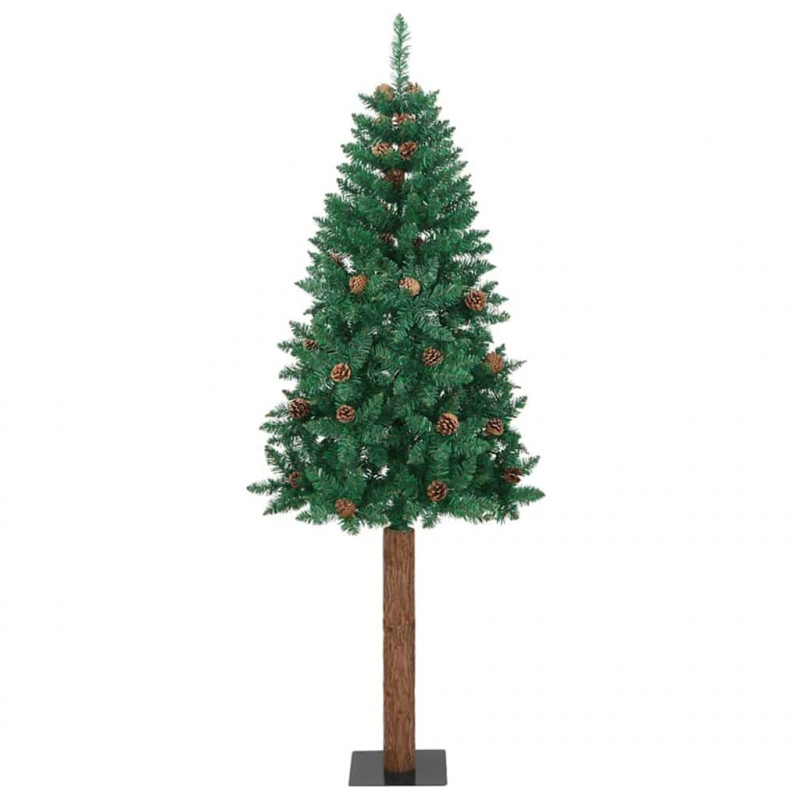 Szczupła Choinka Zielony 210 cm PVC i lite drewno sosnowe