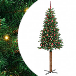 Szczupła Choinka Zielony 210 cm PVC i lite drewno sosnowe