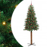 Szczupła Choinka Zielony 210 cm PVC i lite drewno sosnowe