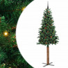 Szczupła Choinka Zielony 210 cm PVC i lite drewno sosnowe