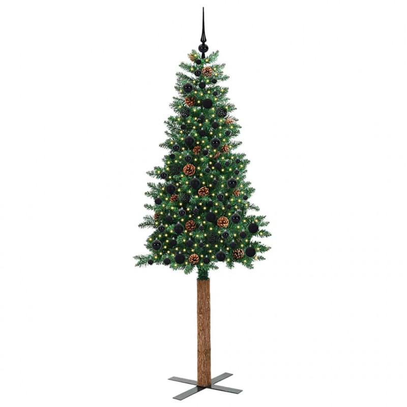 Szczupła Choinka Zielony 210 cm PVC i lite drewno sosnowe