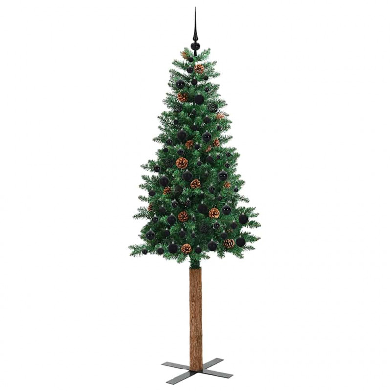 Szczupła Choinka Zielony 210 cm PVC i lite drewno sosnowe