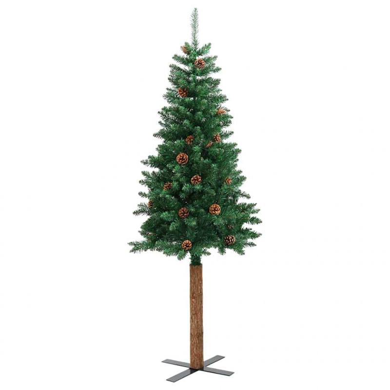 Szczupła Choinka Zielony 210 cm PVC i lite drewno sosnowe