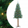 Szczupła Choinka Zielony 210 cm PVC i lite drewno sosnowe