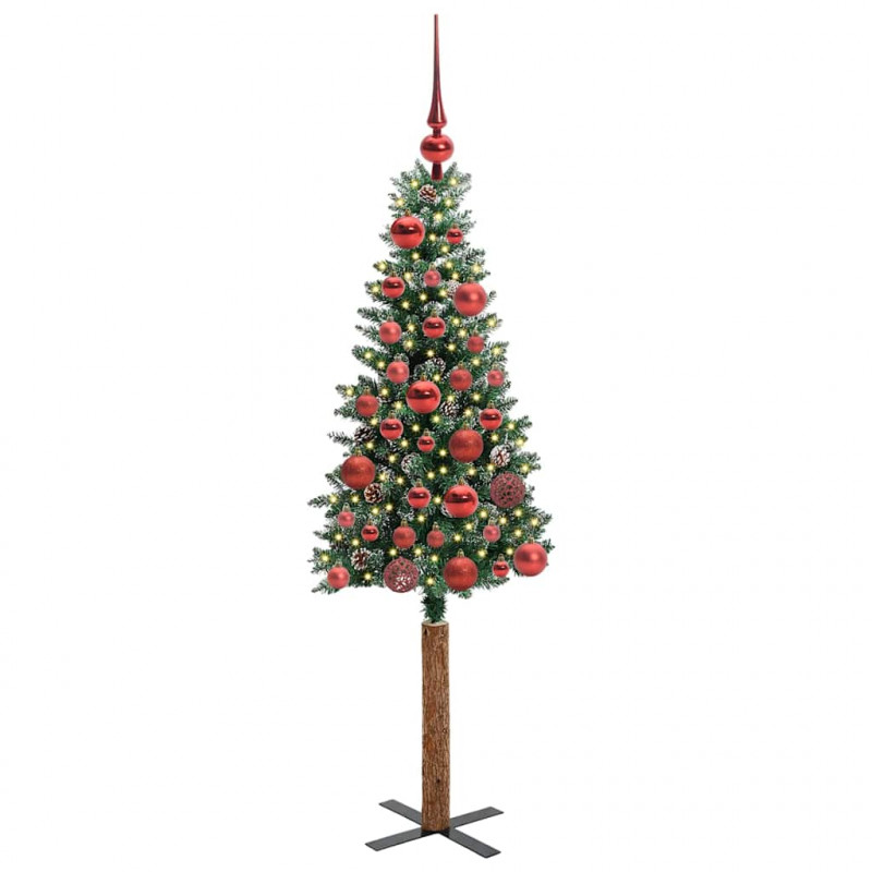 Szczupła Choinka Zielony 150 cm PVC i lite drewno sosnowe