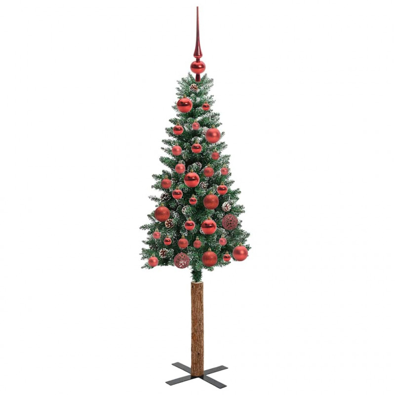 Szczupła Choinka Zielony 150 cm PVC i lite drewno sosnowe