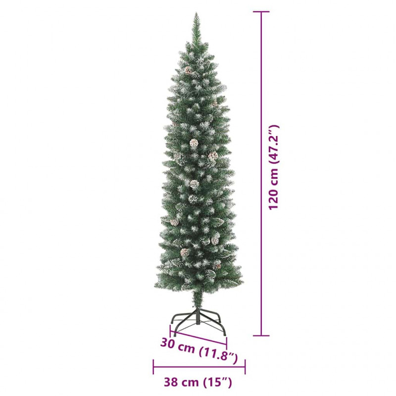 Sztuczne smukłe drzewo bożonarodzeniowe Zielony i Biały 120 cm
