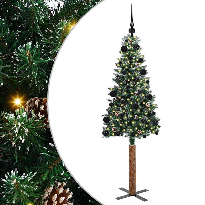 Szczupła Choinka Zielony 150 cm PVC i lite drewno sosnowe