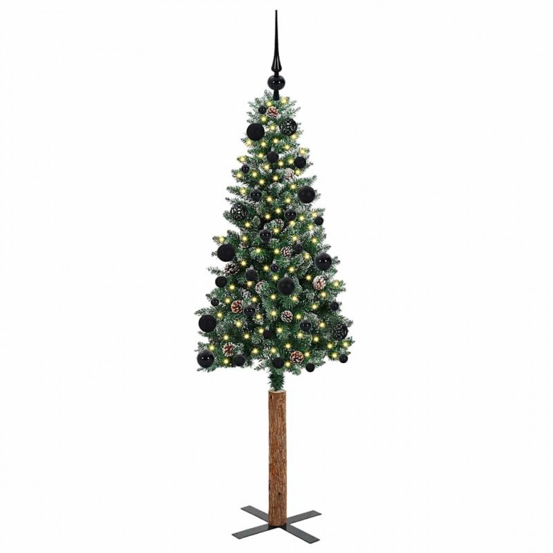 Szczupła Choinka Zielony 150 cm PVC i lite drewno sosnowe