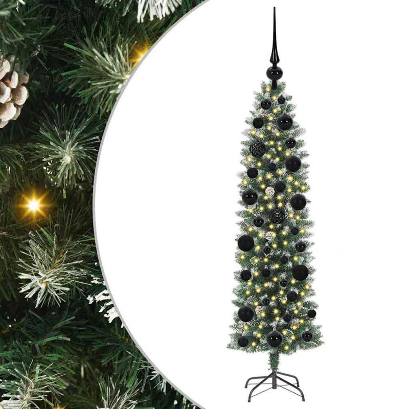 Sztuczne smukłe drzewo bożonarodzeniowe Zielony i Biały 120 cm