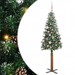 Szczupła Choinka Zielony 150 cm PVC i lite drewno sosnowe