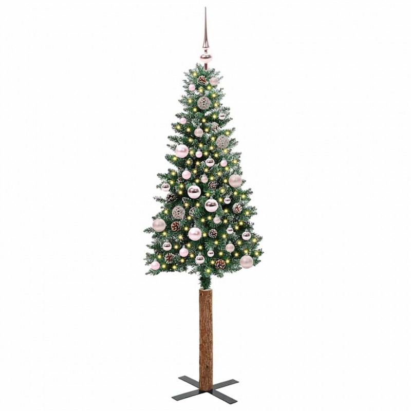 Szczupła Choinka Zielony 150 cm PVC i lite drewno sosnowe