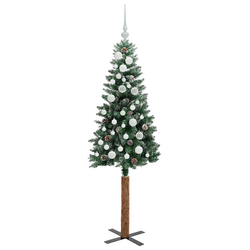 Szczupła Choinka Zielony 150 cm PVC i lite drewno sosnowe